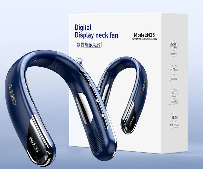 Ventilador Portátil de Cuello 10000mAh- Pantalla LED y 3 Velocidades