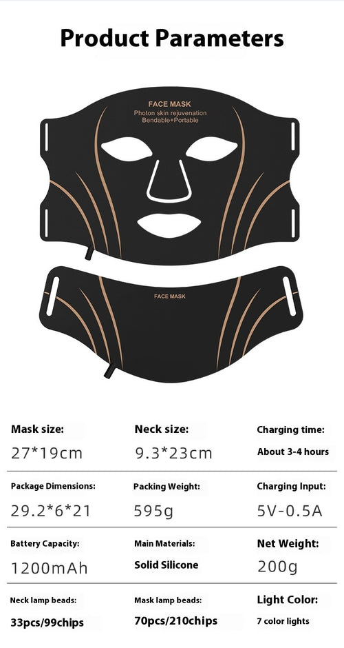 LED Red Light Silicone Facial Beauty Mask